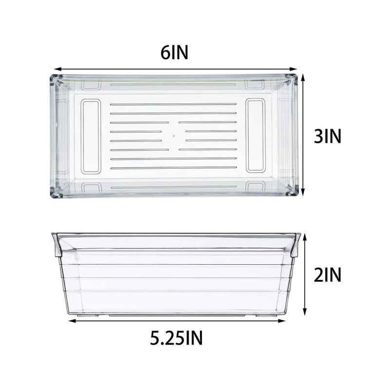 Backerysupply Clear Plastic Drawer Organizer Tray for Vanity Cabinet (6"Ã—3"Ã—2" Set of 8) Storage Tray for Makeup, Kitchen Jewelries and Gadgets - Image 2